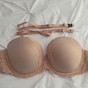 Victoria's Secret Lace Strapless Bra in Nude
